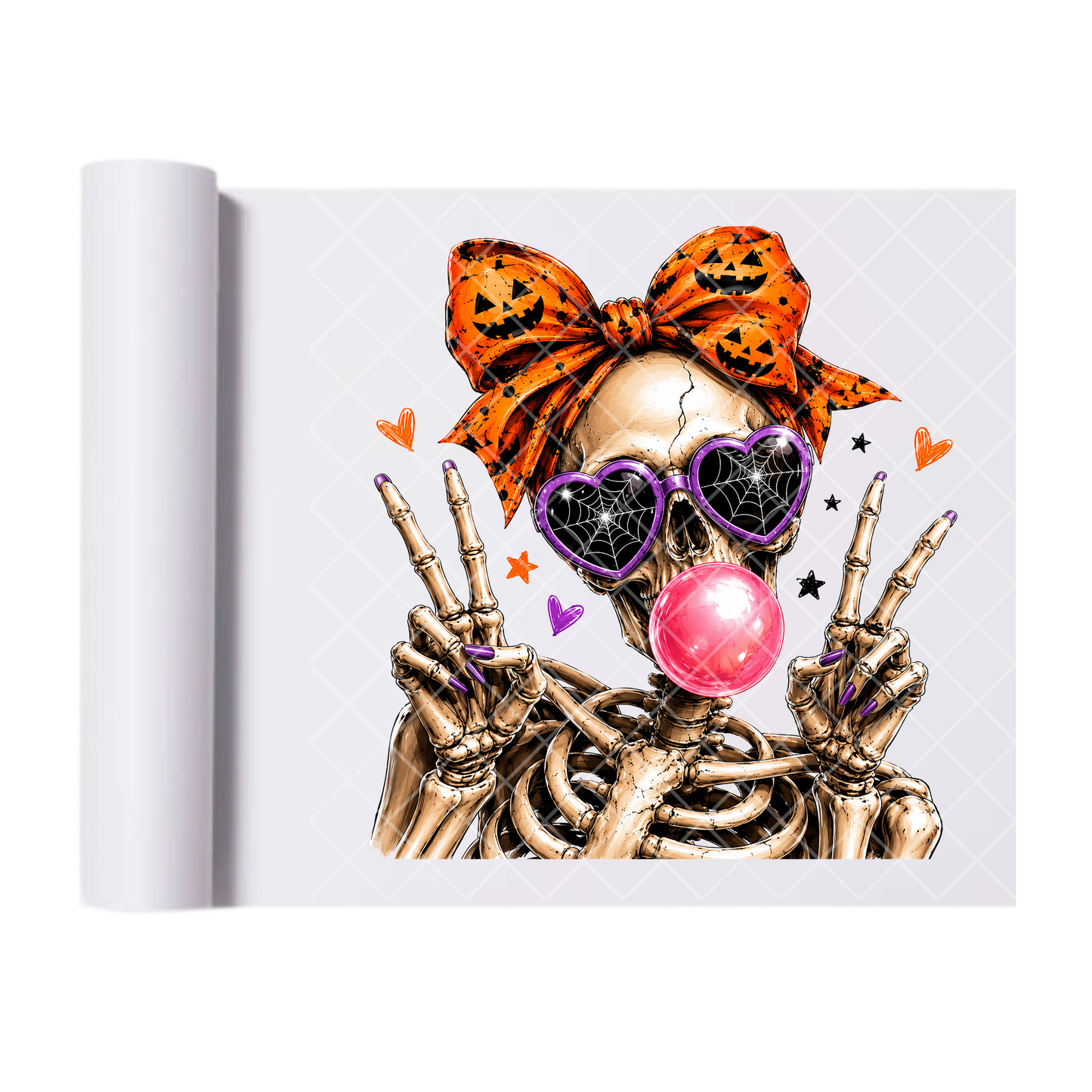Peace Sign Skelly Gal - Ready To Press Print Transfer for Apparel, Cotton, Polyester & Blends - High-Quality Print- Commercial Grade