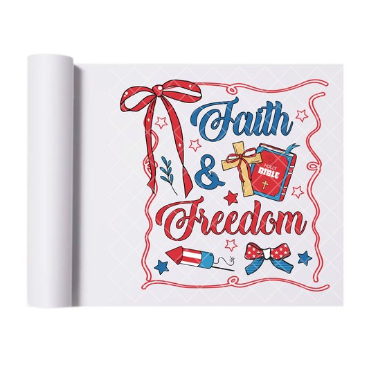 Faith & Freedom - Direct Print Film Transfer for Trendy T-Shirts, Cotton, Polyester & Blends - High-Quality Print