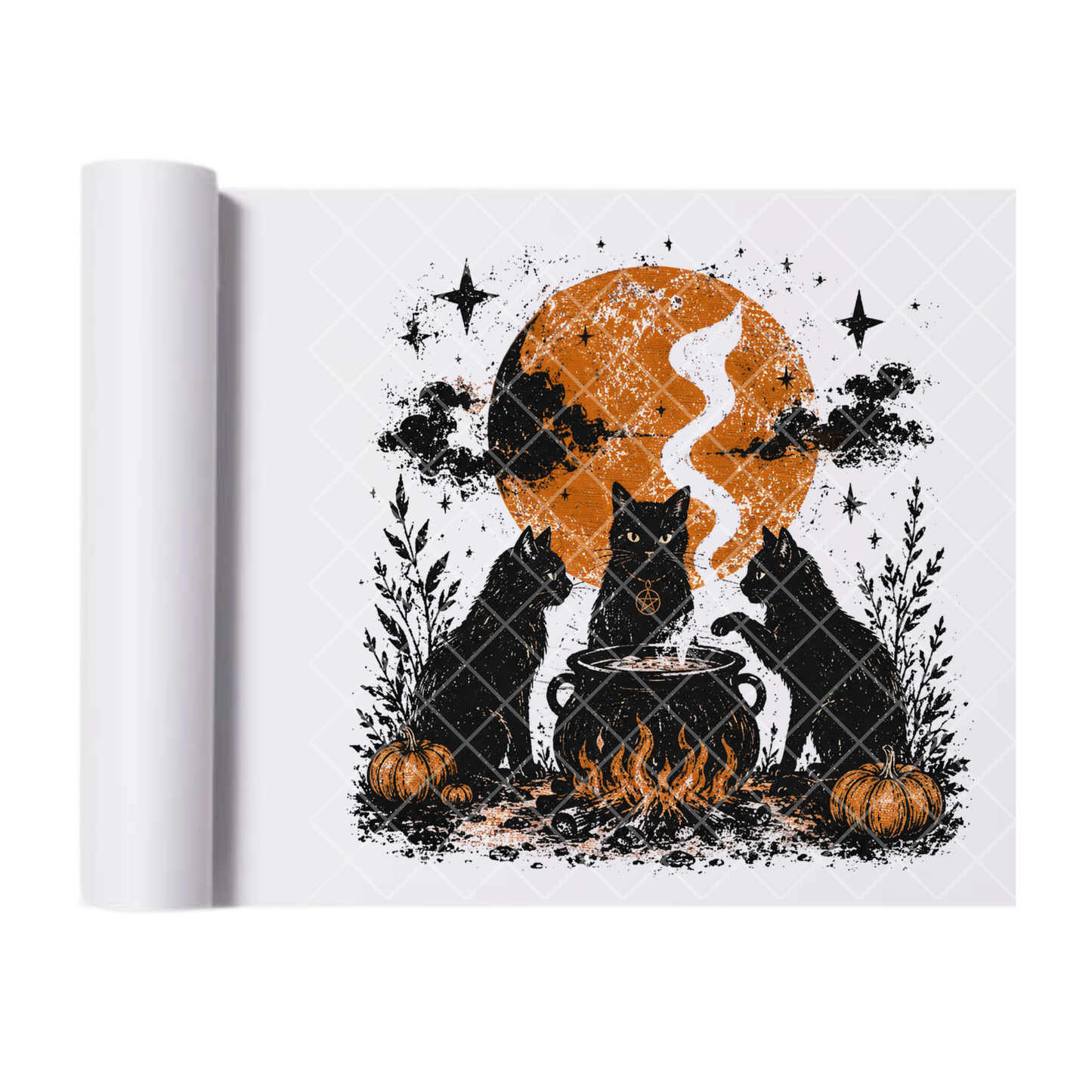 Black Cats Casting Spells - Ready To Press Print Transfer for Apparel, Cotton, Polyester & Blends - High-Quality Print- Commercial Grade