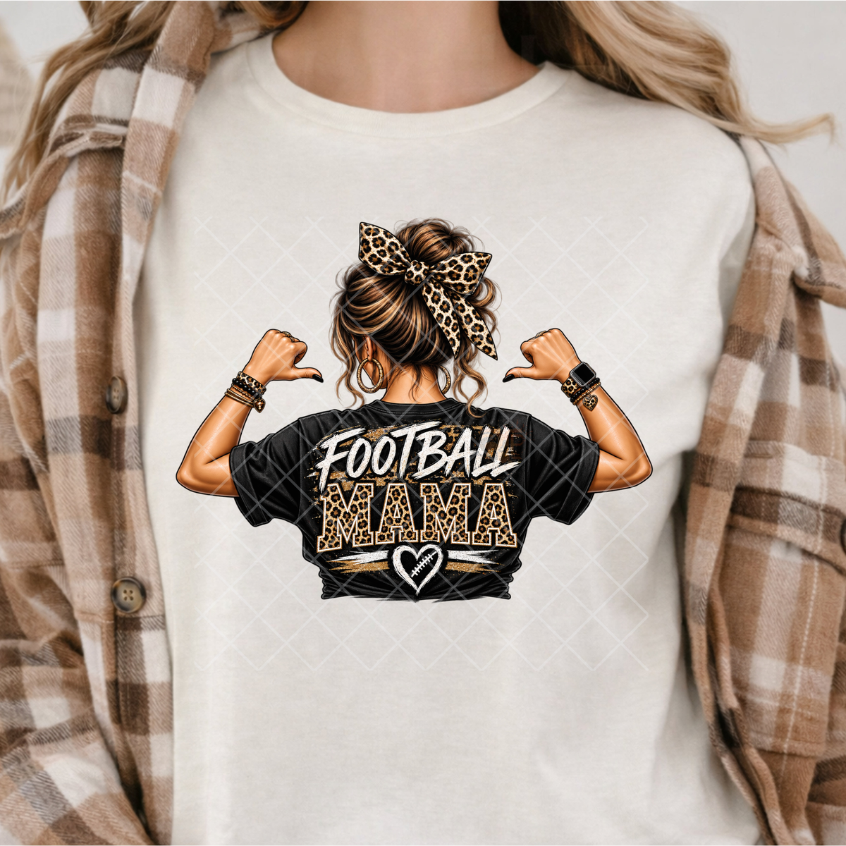 Football Mama Leopard Print - Premium Graphic T-Shirt for Casual Wear