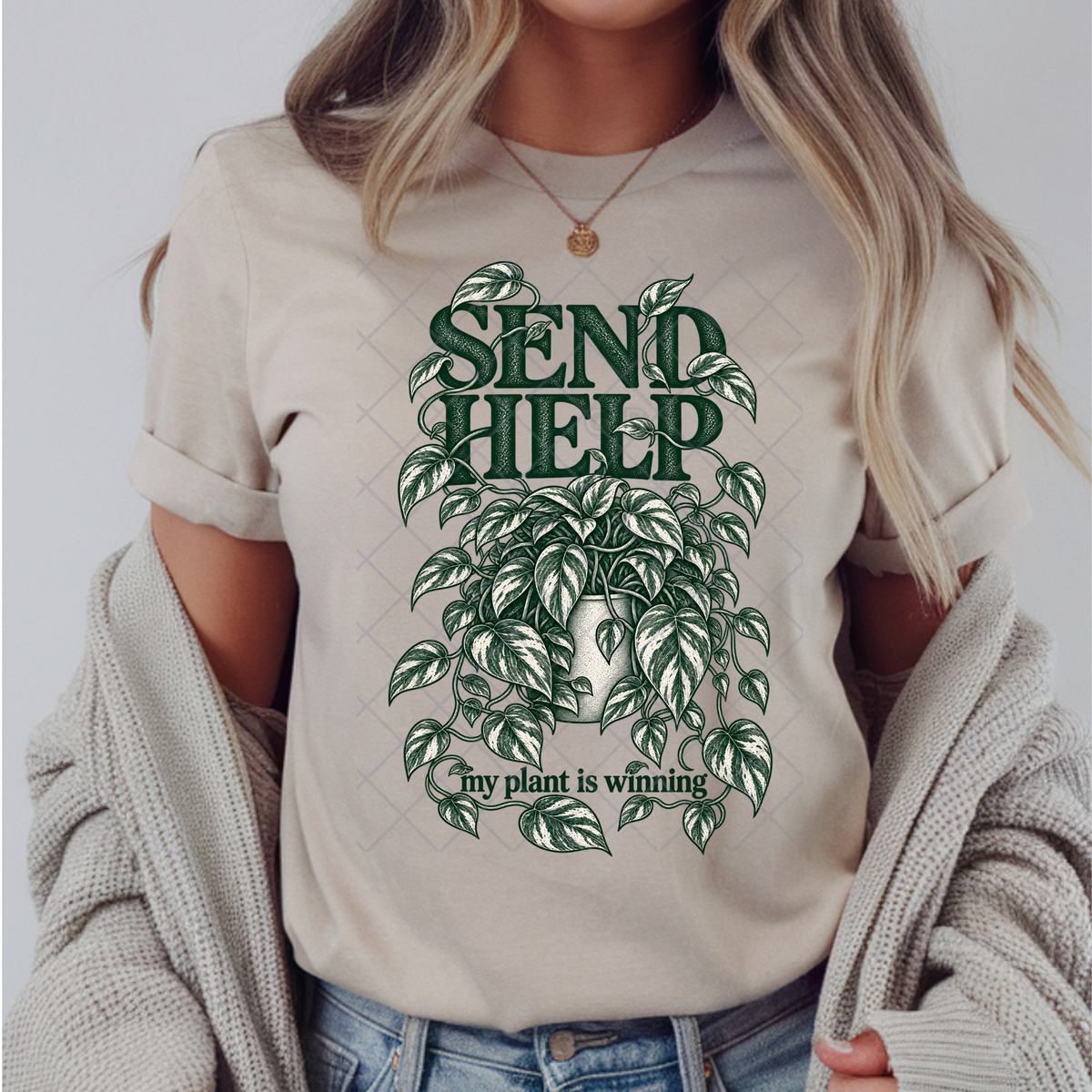 Send Help Pothos Takeover - Premium Graphic T-Shirt for Casual Wear
