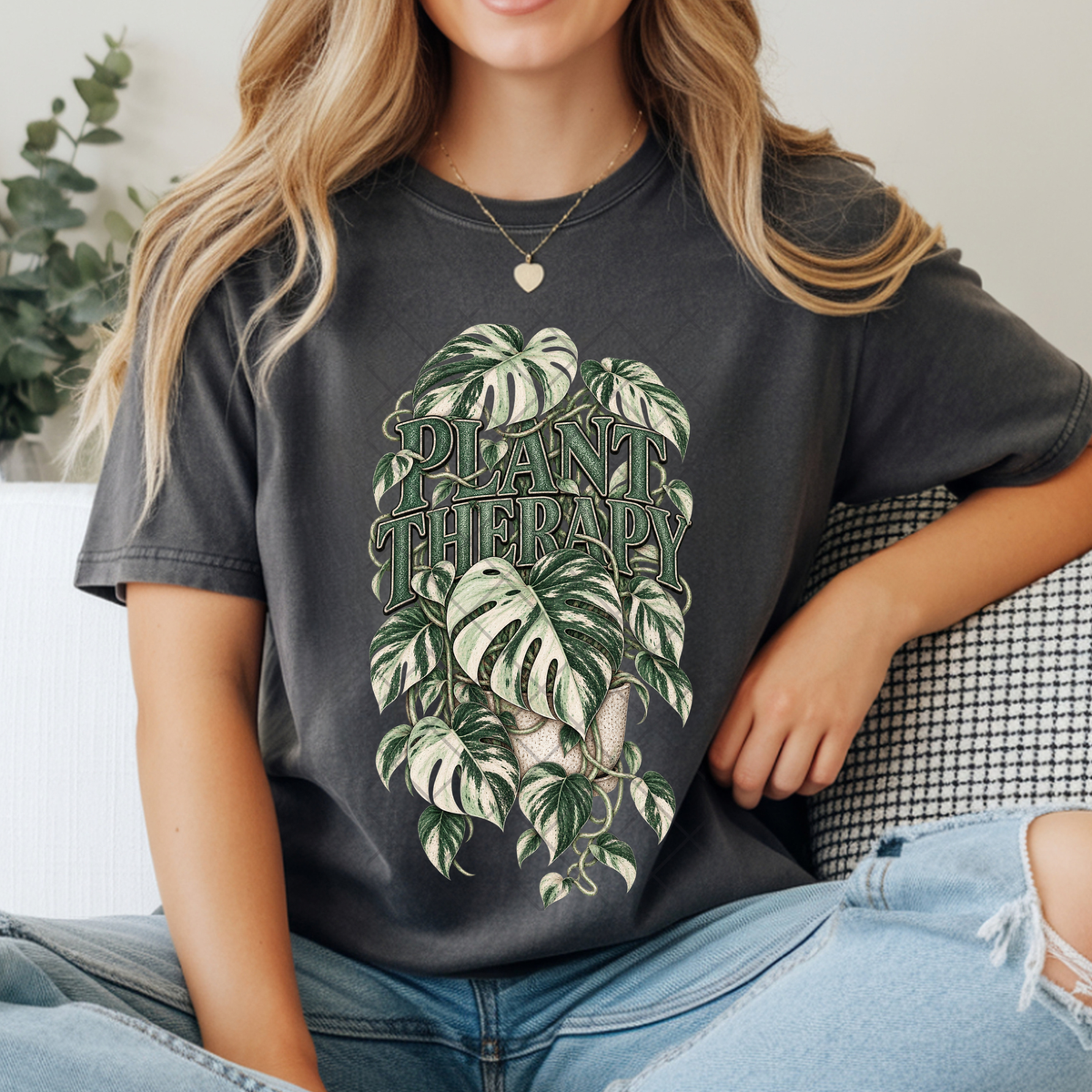 Plant Therapy Variegated Monstera - Premium Graphic T-Shirt for Casual Wear