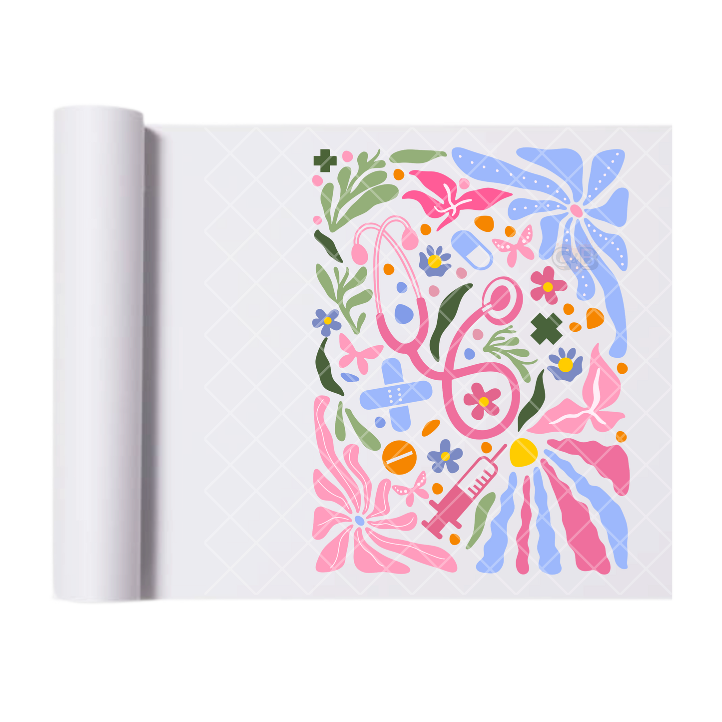 Nurse Life in Bloom - Direct Print Film Transfer for T-Shirts, Cotton, Polyester & Blends - High-Quality Print