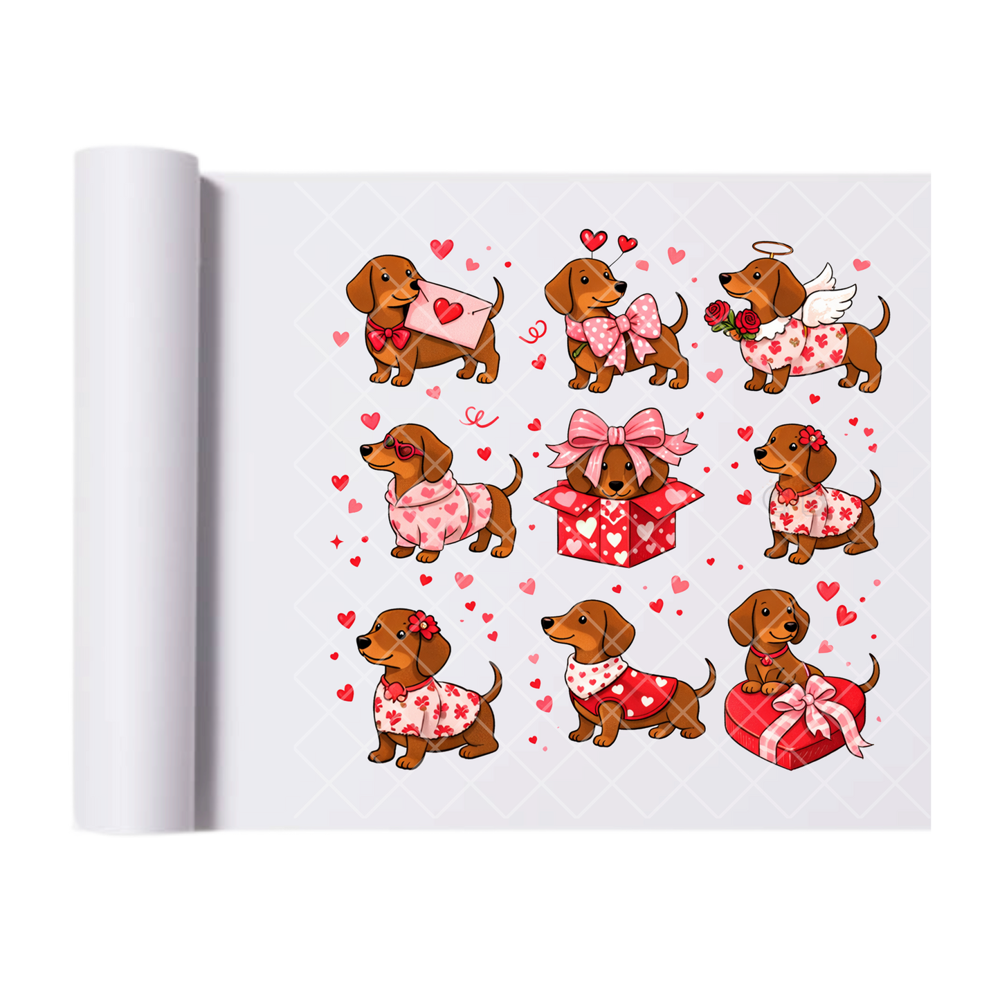 Dachshund Love - Direct Transfer Print, Ready To Press For T-Shirts, Cotton, Polyester & Blends - Tshirt Business Quality