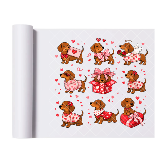 Dachshund Love - Direct Transfer Print, Ready To Press For T-Shirts, Cotton, Polyester & Blends - Tshirt Business Quality