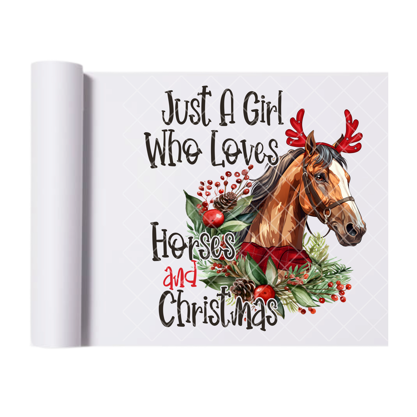 Christmas and Horses - Direct-To-Film Heat Transfer for T-Shirts, Cotton, Polyester & Blends - High-Quality Print