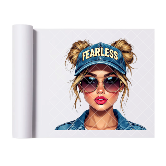 Fearless Babe - Ready To Press Print Transfer for Apparel, Cotton, Polyester & Blends - High-Quality Print- Commercial Grade