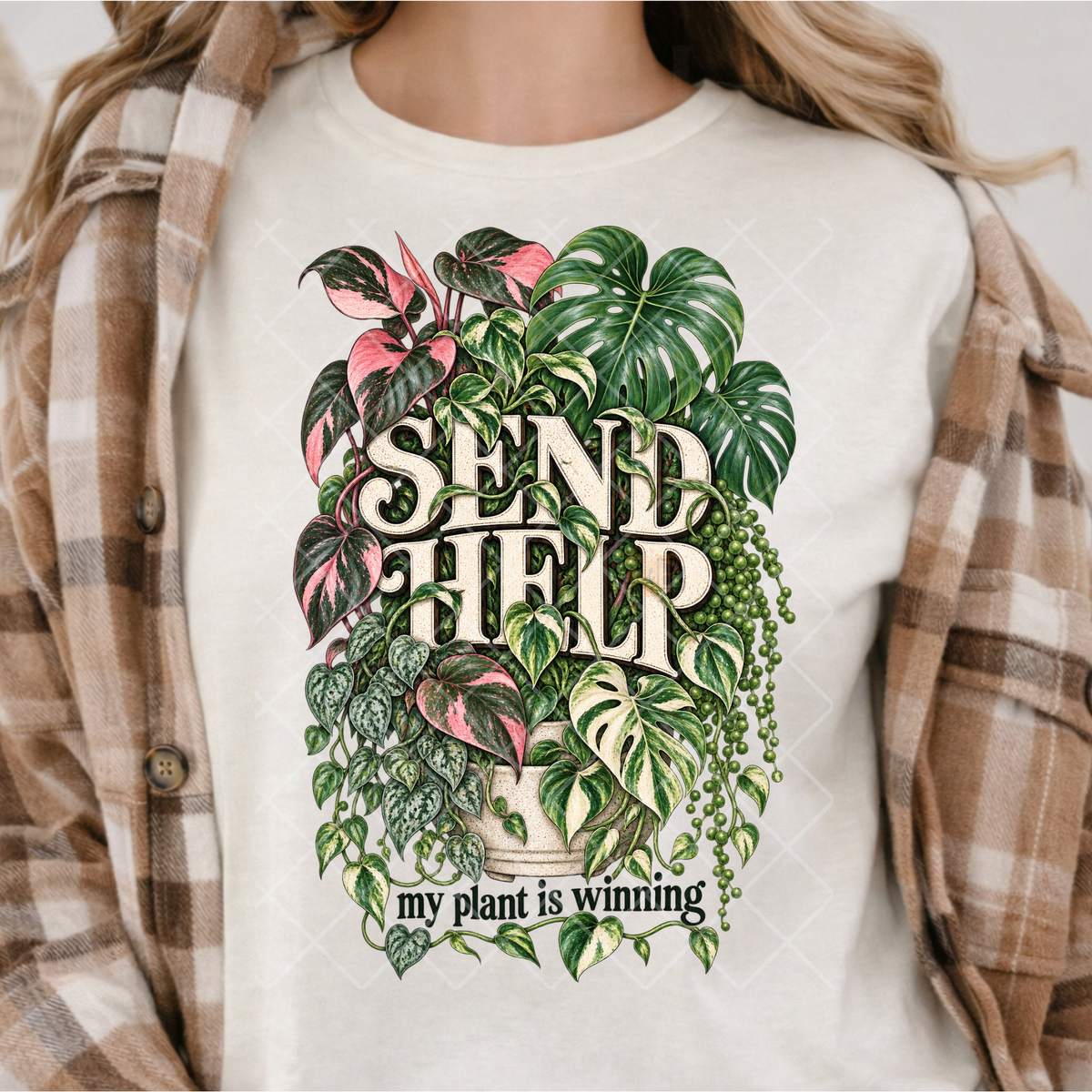 Send Help My Plants Are Winning Houseplant Collection - Premium Graphic T-Shirt for Casual Wear