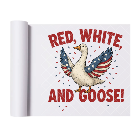 Red White And Goose - Direct Print Film Transfer for Trendy T-Shirts, Cotton, Polyester & Blends - High-Quality Print