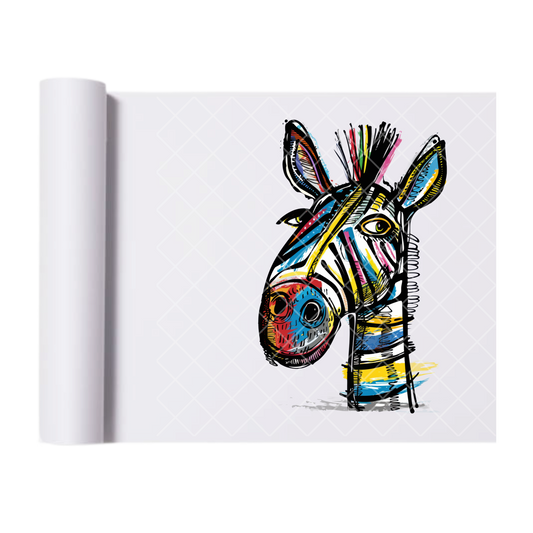Zebra Art Doodle Painting - Direct Print Film Transfer for Trendy T-Shirts, Cotton, Polyester & Blends - High-Quality Print