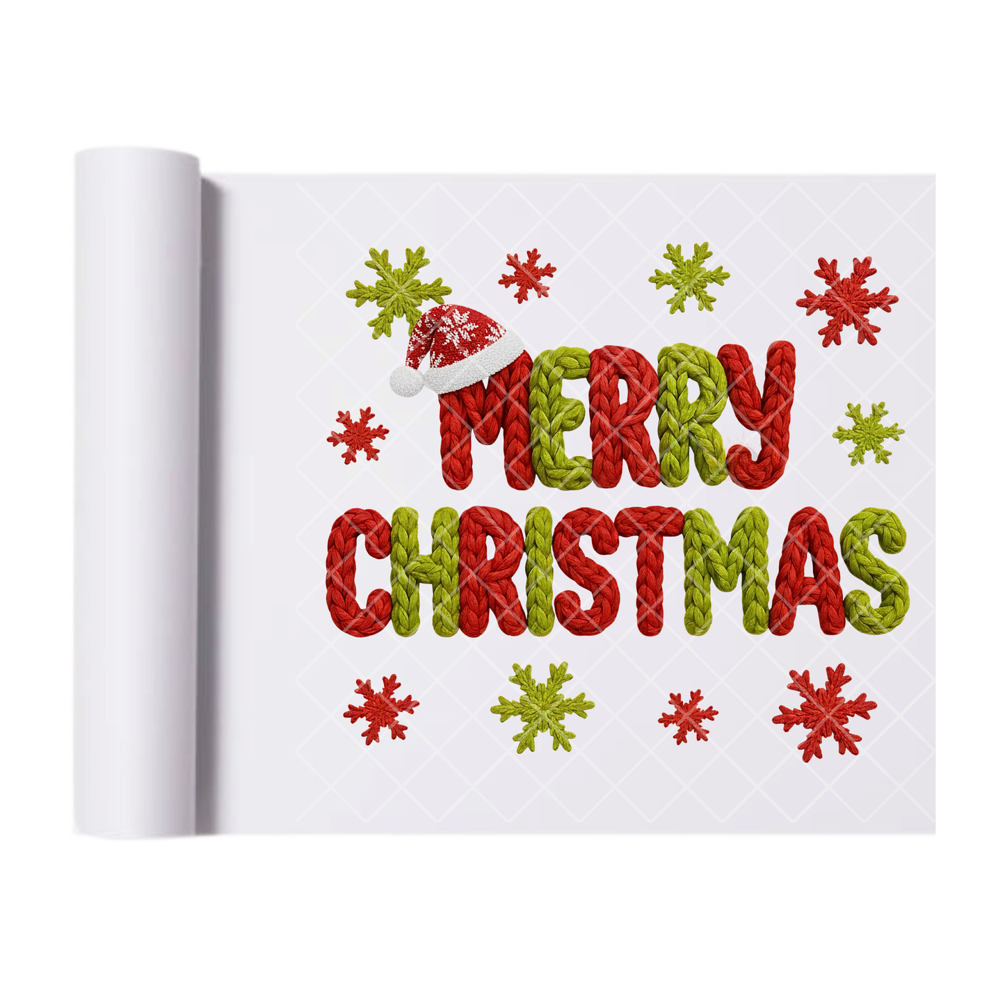 Merry Christmas Faux Yarn - Direct-To-Film Heat Transfer for T-Shirts, Cotton, Polyester & Blends - High-Quality Print