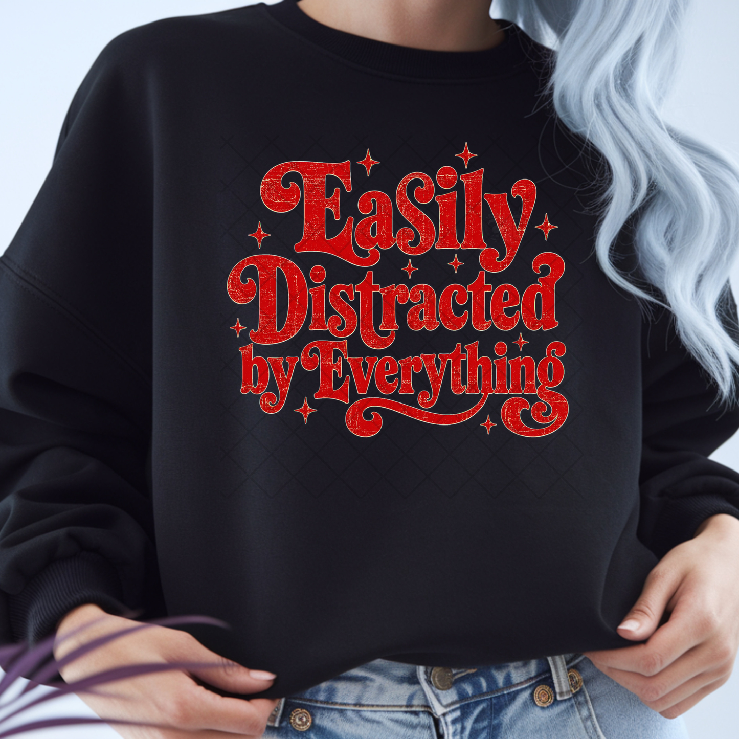 Easily Distracted By Everything Distressed - Premium Graphic T-Shirt for Casual Wear