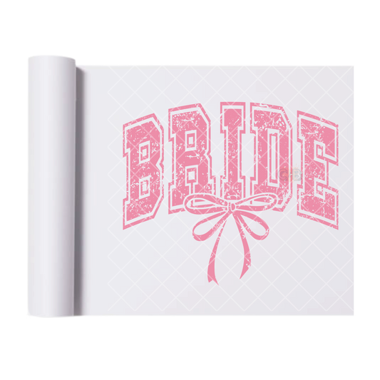Powder Pink Bride - Ready To Press Print Transfer for Apparel, Cotton, Polyester & Blends - High-Quality Print- Commercial Grade