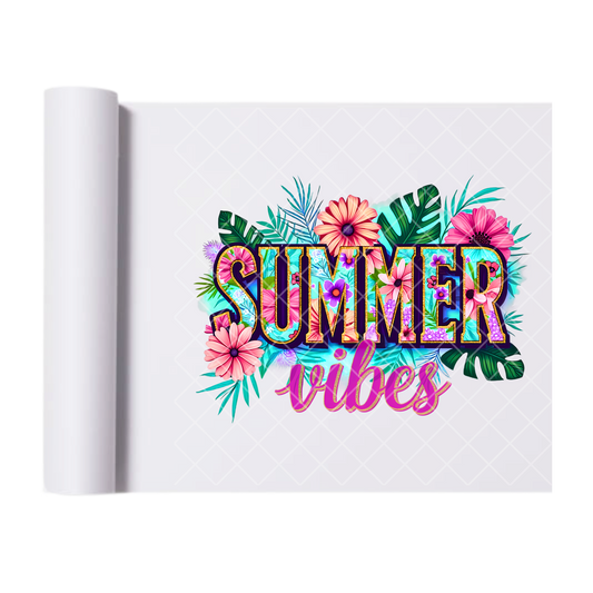 Summer Vibes Hawaiian Design - Direct Print Film Transfer for Trendy T-Shirts, Cotton, Polyester & Blends - High-Quality Print