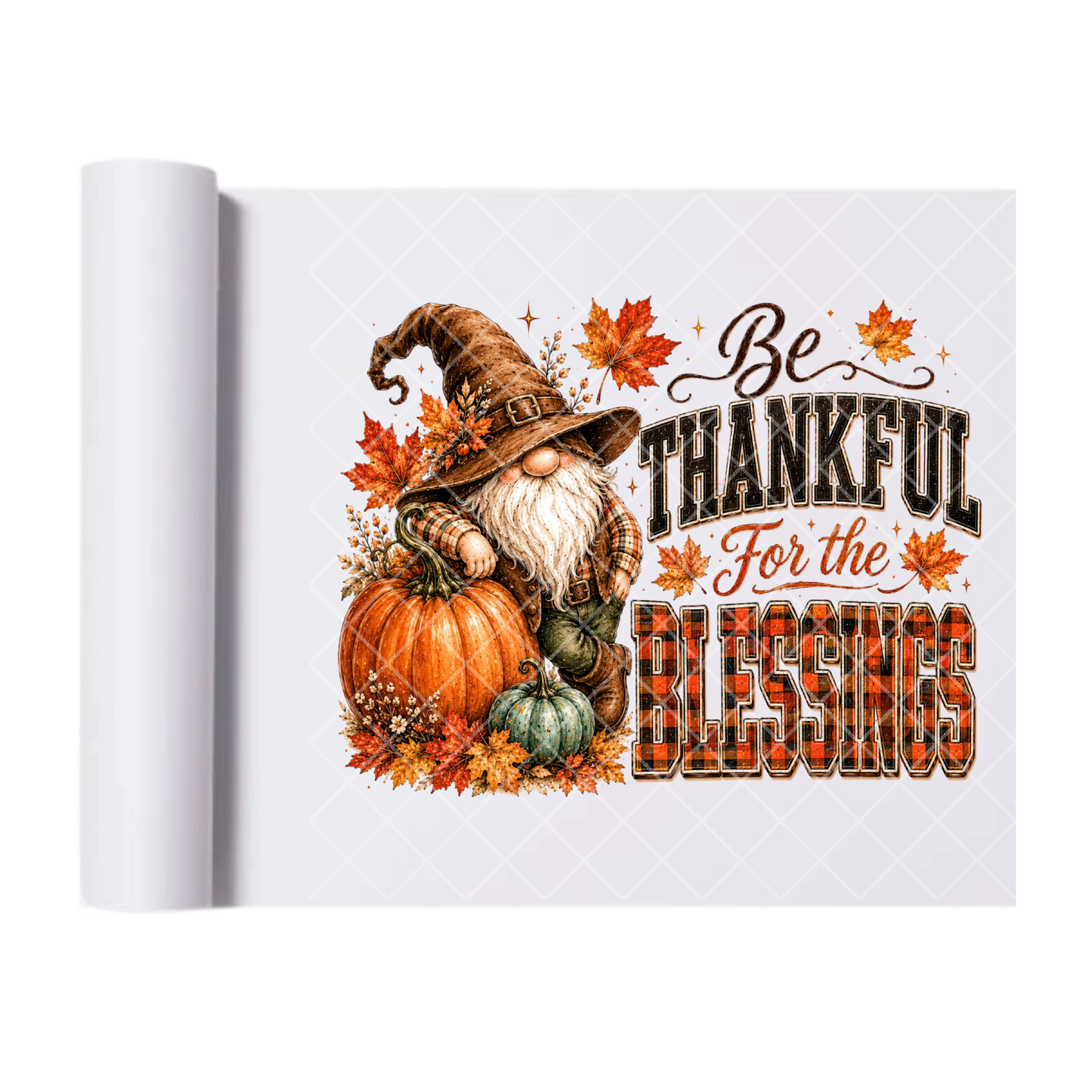 Thankful for Blessings Gnome - Ready To Press Print Transfer for Apparel, Cotton, Polyester & Blends - High-Quality Print- Commercial Grade
