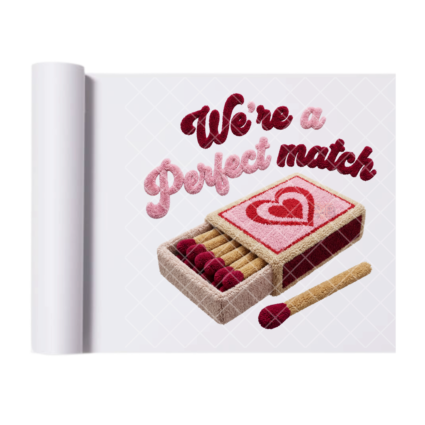 We’re A Perfect Match Faux Shag - Direct Transfer Print, Ready To Press For T-Shirts, Cotton, Polyester & Blends - Tshirt Business Quality