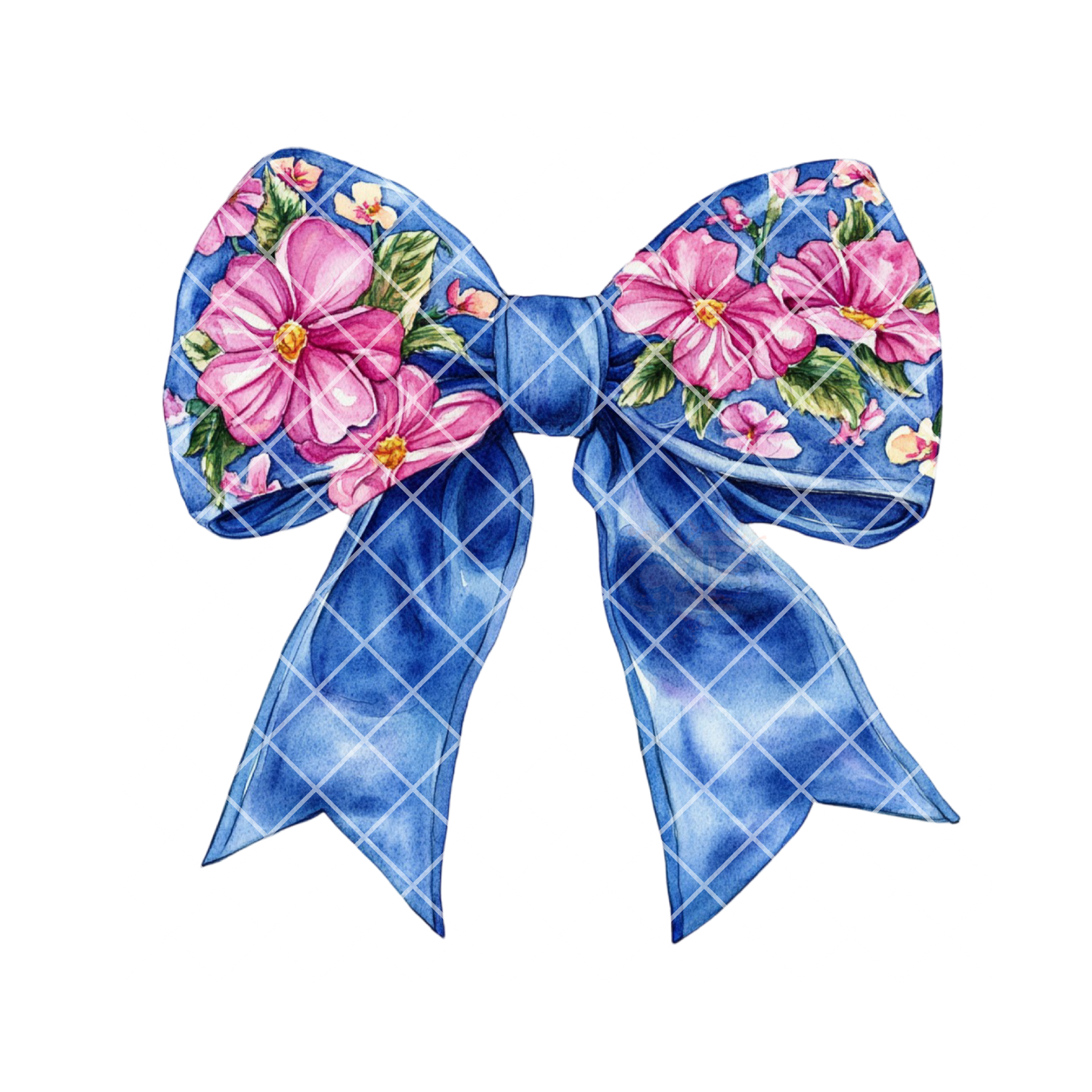 Pink Lilly blue bow PNG