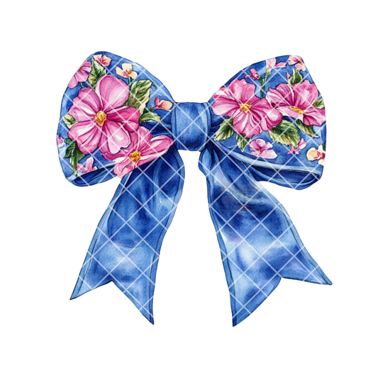 Pink Lilly blue bow PNG