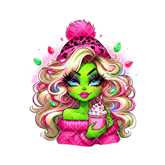 Glam Girl Pink Green Girl PNG