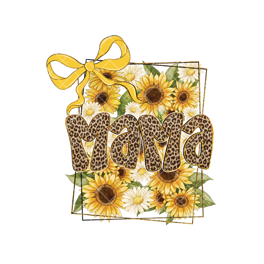 Mama Sunflower Yellow Ribbon PNG