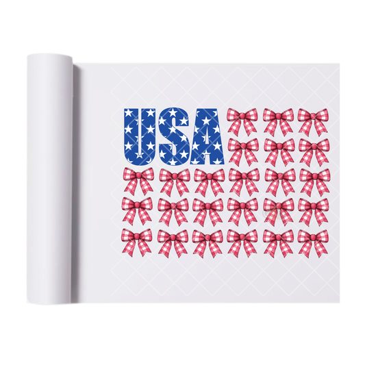 USA Ribbon Flag - Direct Print Film Transfer for T-Shirts, Cotton, Polyester & Blends - High-Quality Print