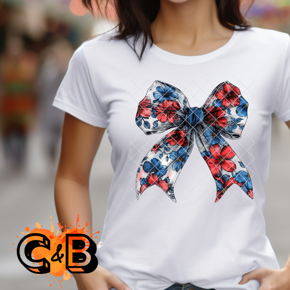 Red and blue bow sketch PNG