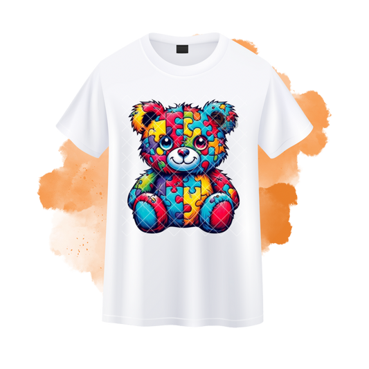 Puzzle Teddy Bear Autism Awareness T-Shirt