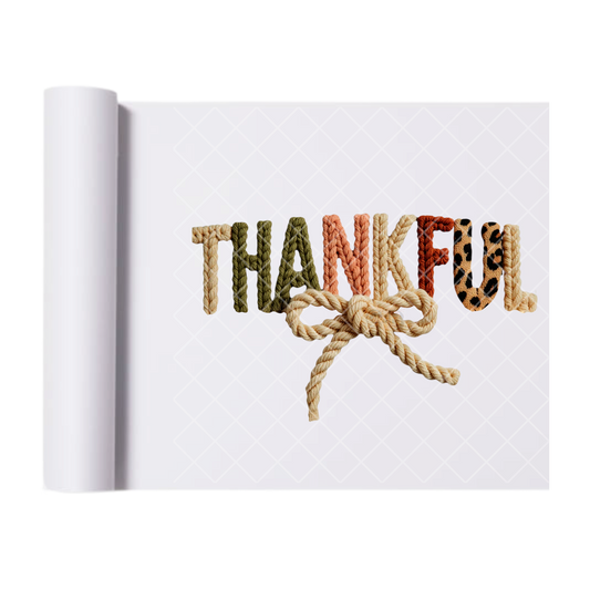 Thankful Faux Crochet - Ready To Press Print Transfer for Apparel, Cotton, Polyester & Blends - High-Quality Print- Commercial Grade