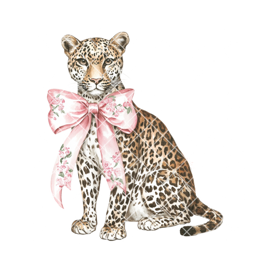 Cheetah with pink bow PNG