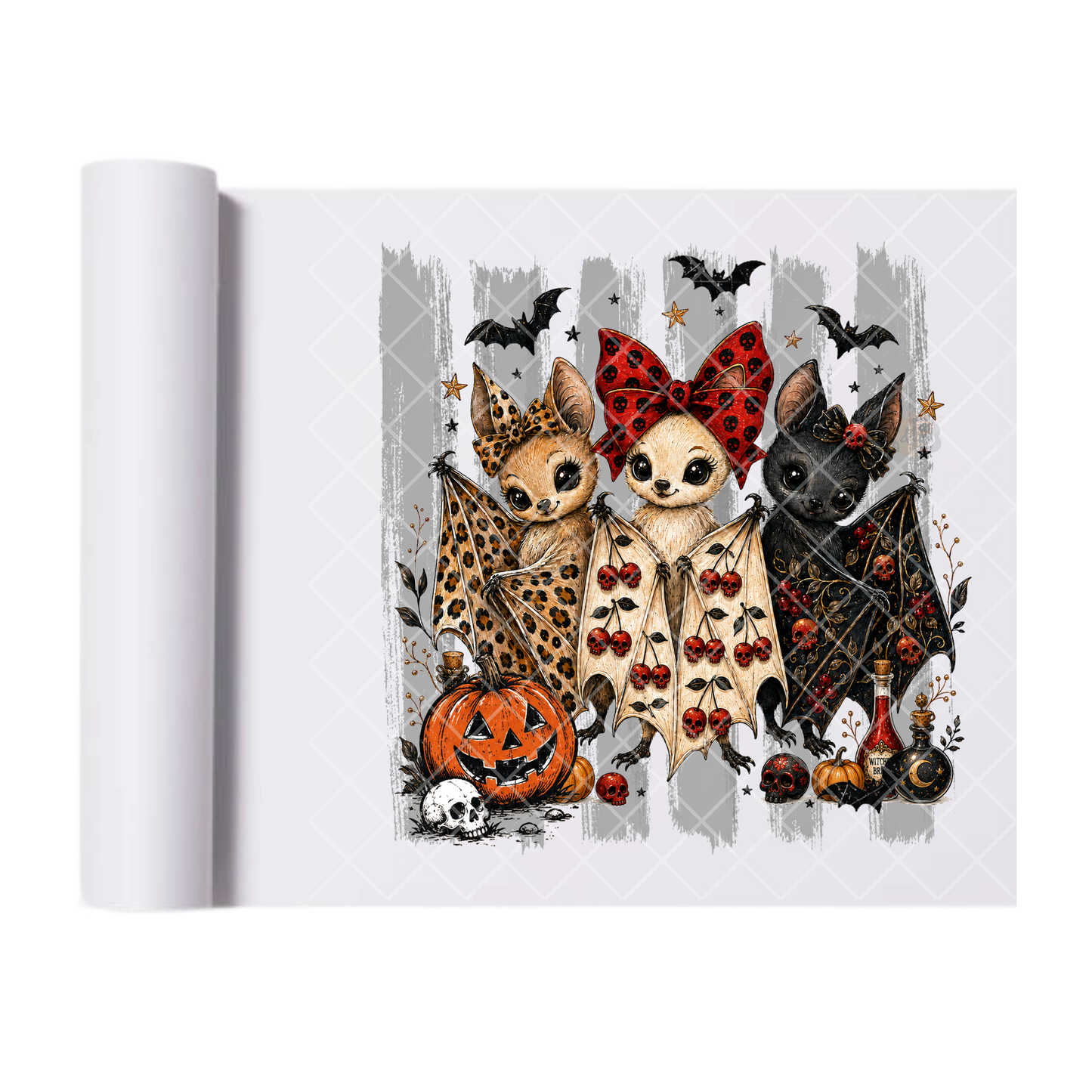 Bougee Halloween Bats - Ready To Press Print Transfer for Apparel, Cotton, Polyester & Blends - High-Quality Print- Commercial Grade