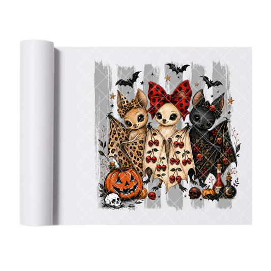Bougee Halloween Bats - Ready To Press Print Transfer for Apparel, Cotton, Polyester & Blends - High-Quality Print- Commercial Grade