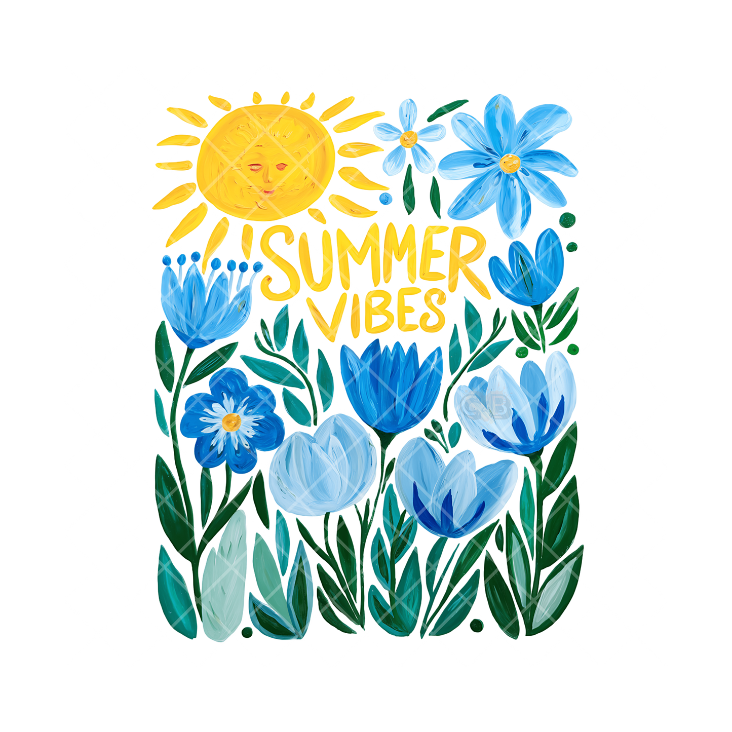 Summer Vibes Blue Tulip Painting PNG