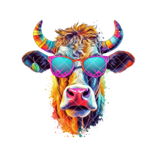 Steer With Purple Shades PNG