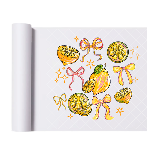 Lemon Slice Ribbon Bows - Direct Print Film Transfer for Trendy T-Shirts, Cotton, Polyester & Blends - High-Quality Print