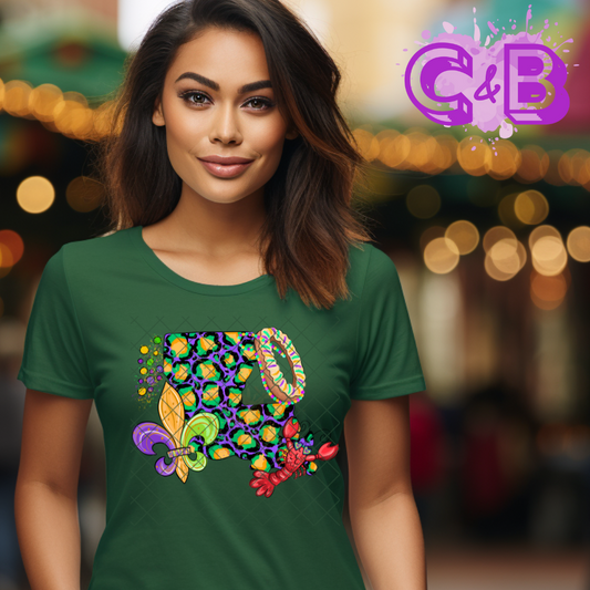 Mardi Gras animal print with lobster T-Shirt