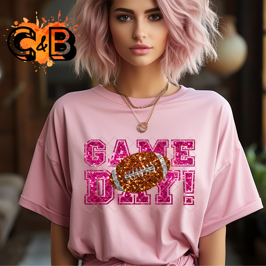 Glitter game day football T-Shirt