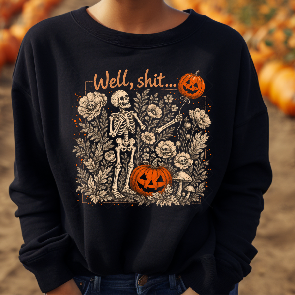 Halftone Well Shit Skelly - Premium Graphic T-Shirt for Casual Wear