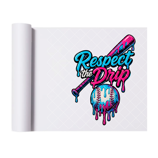 Respect The Drip Baseball League - Direct Print Film Transfer for T-Shirts, Cotton, Polyester & Blends - High-Quality Print