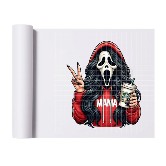 Ghostface MAMA Black Hair Red Hoodie DTF Transfer