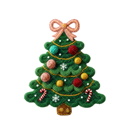 Christmas Tree Faux Stitching PNG File