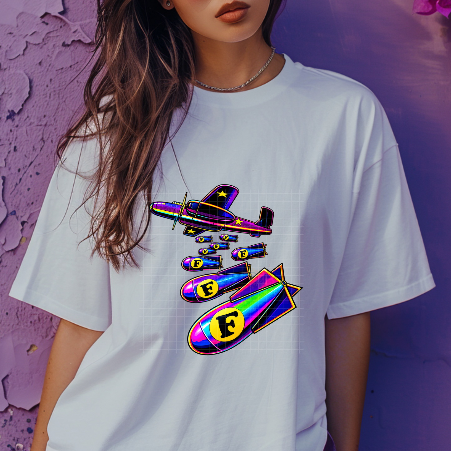 Neon Retro Aviator Graphic Tee - Premium Graphic T-Shirt for Casual Wear