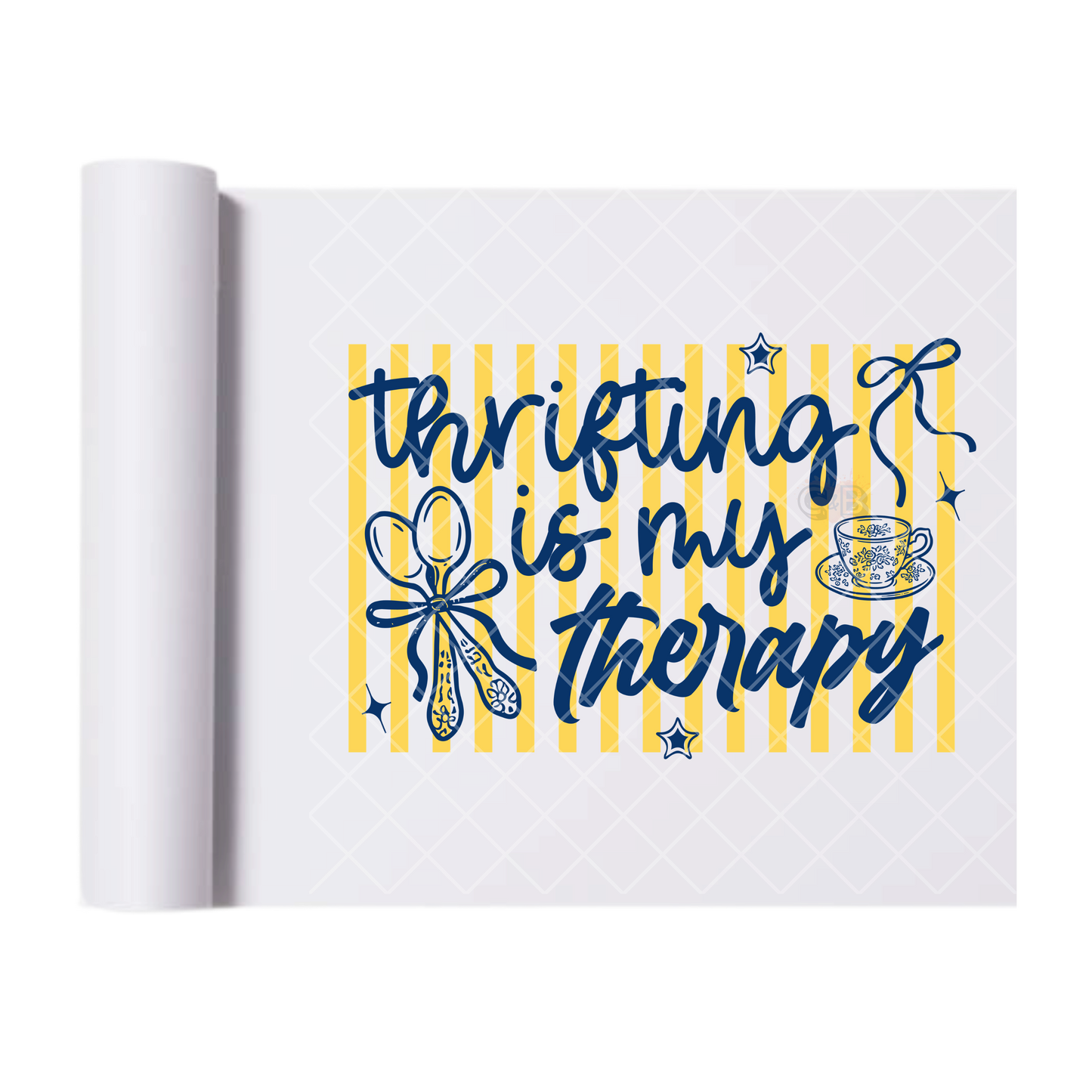 Thrifting Is My Therapy Lines - Direct Print Film Transfer for Trendy T-Shirts, Cotton, Polyester & Blends - High-Quality Print
