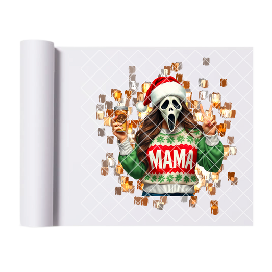 Ghostface christmas mama green film t shirt transfer