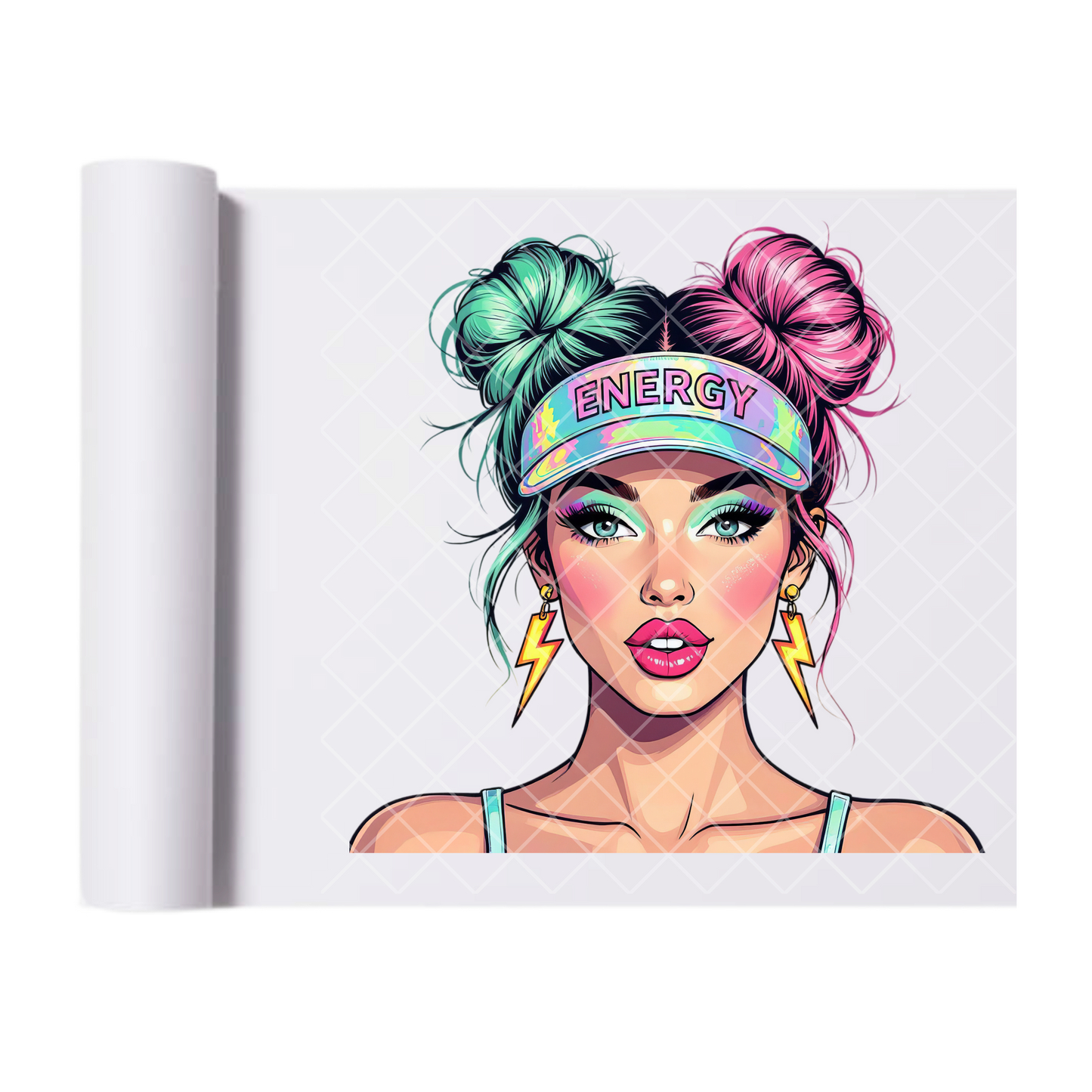 Energy Babe - Ready To Press Print Transfer for Apparel, Cotton, Polyester & Blends - High-Quality Print- Commercial Grade