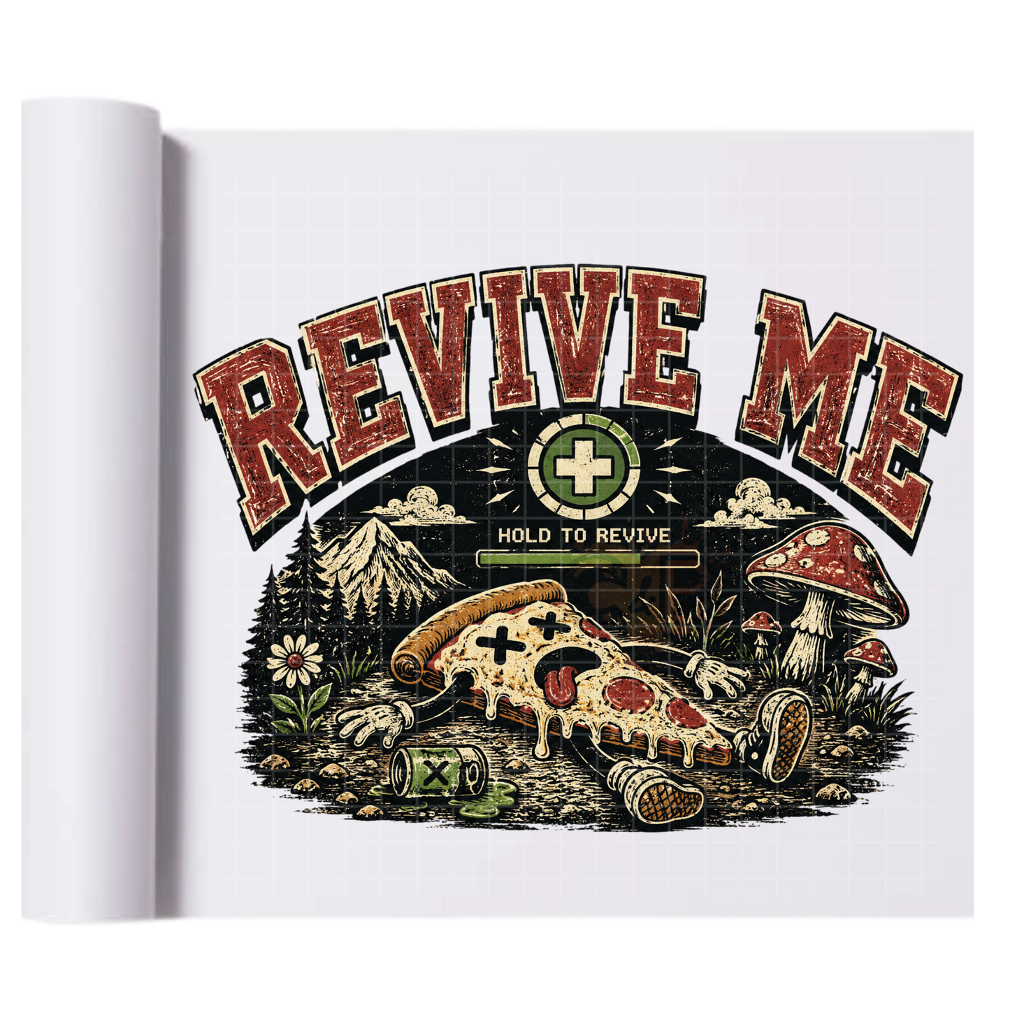 Revive Me Pizza Guy - Direct Print Film Transfer for Trendy T-Shirts, Cotton, Polyester & Blends - High-Quality Print