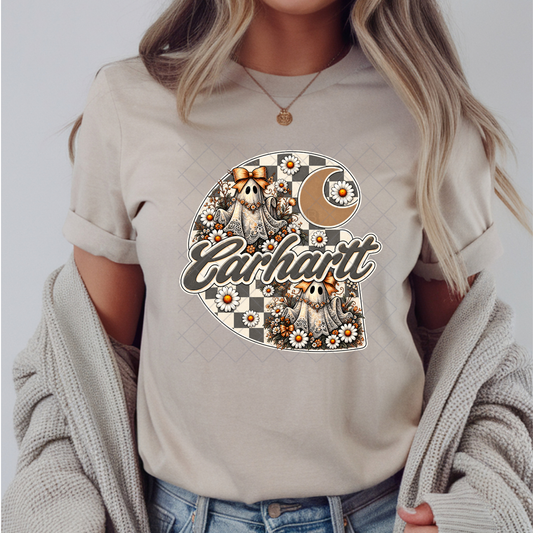 Carhartt Ghosts Floral Patch Sticker - Premium Graphic T-Shirt for Casual Wear
