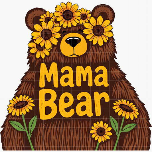 Mama Bear Sunflowers PNG