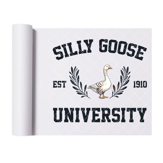 Silly Goose University - Direct Print Film Transfer for Trendy T-Shirts, Cotton, Polyester & Blends - High-Quality Print