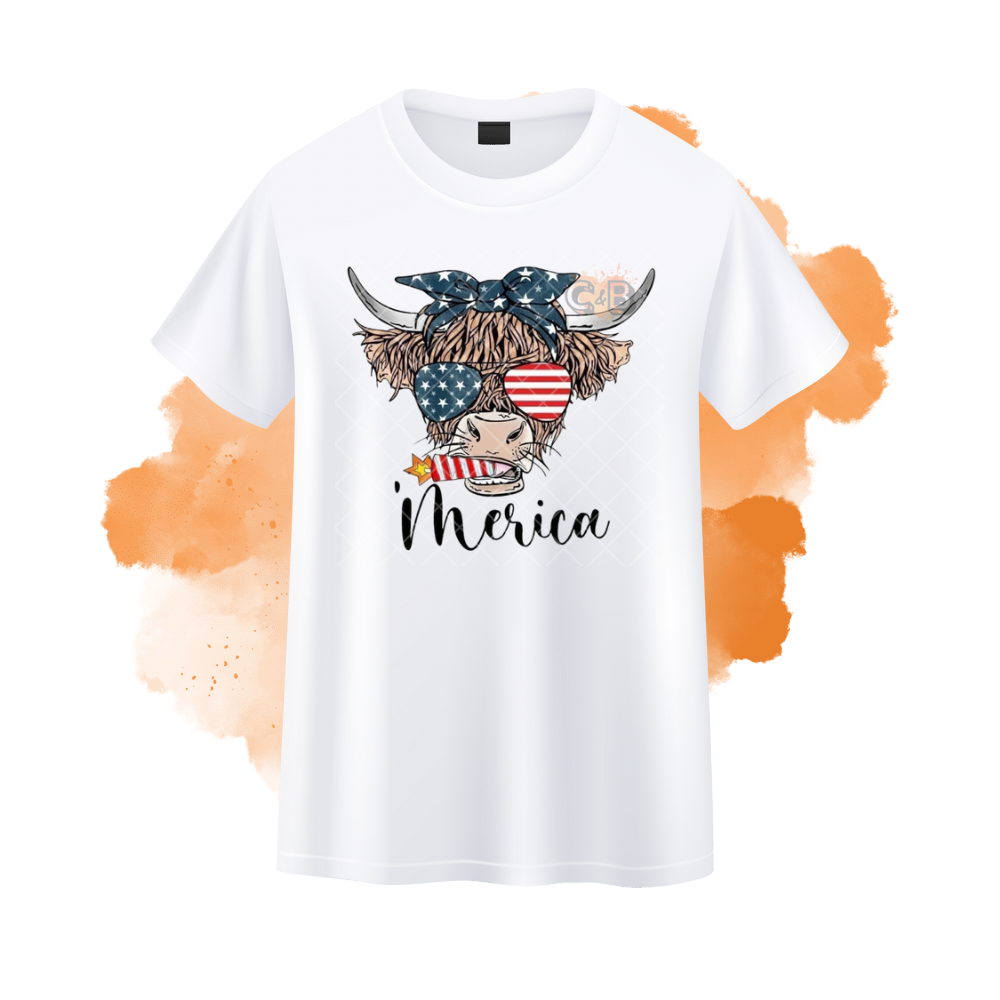 Merica 4th Of July Steer T-Shirt