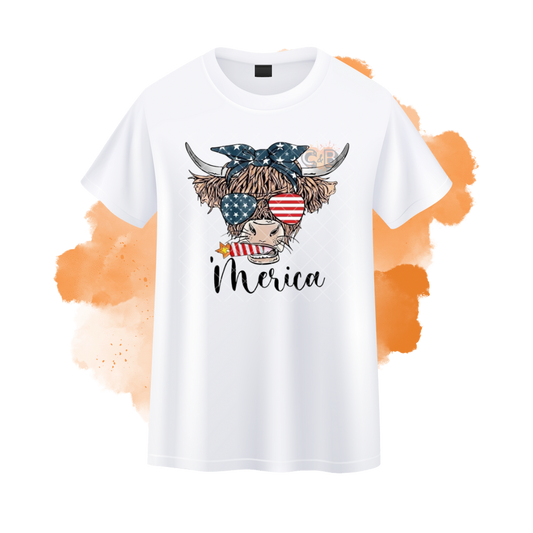 Merica 4th Of July Steer T-Shirt